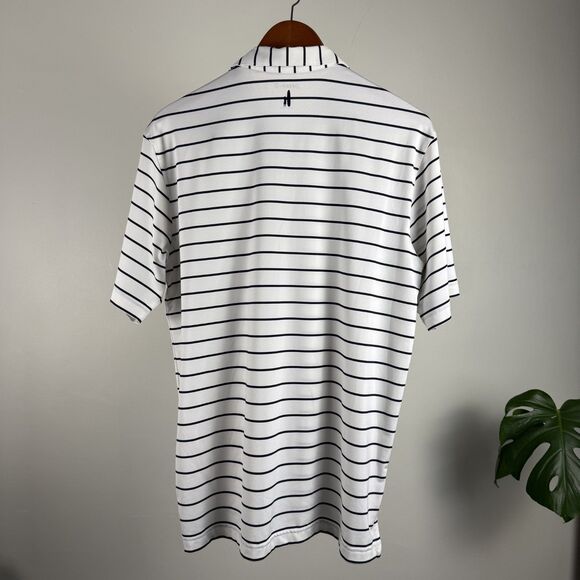 Johnnie-O Men’s Polo Shirt | Medium White Navy Stripe - Picture 3 of 6